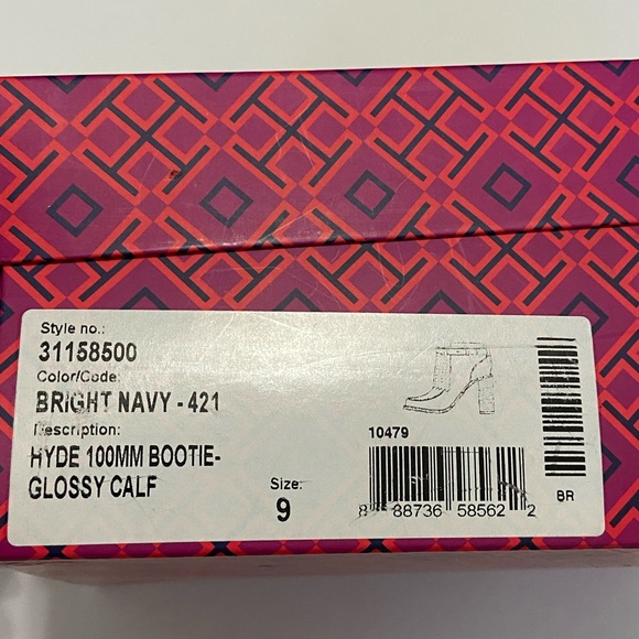 NIB and Dust Bag Tory Burch Hyde 100mm Bootie - Sz. 9M U.S. Navy Blue. AMAZING! - Picture 15 of 16